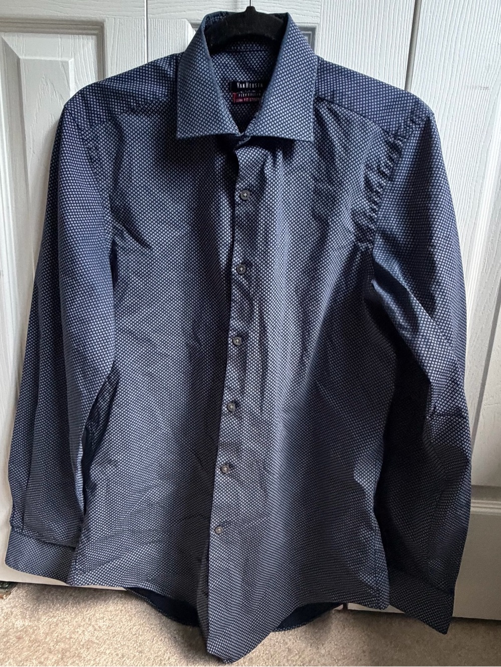 Van Heusen Navy Microdot Slim Fit Dress Shirt